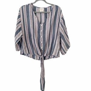 Harper Heritage Stripe Front Tie Top